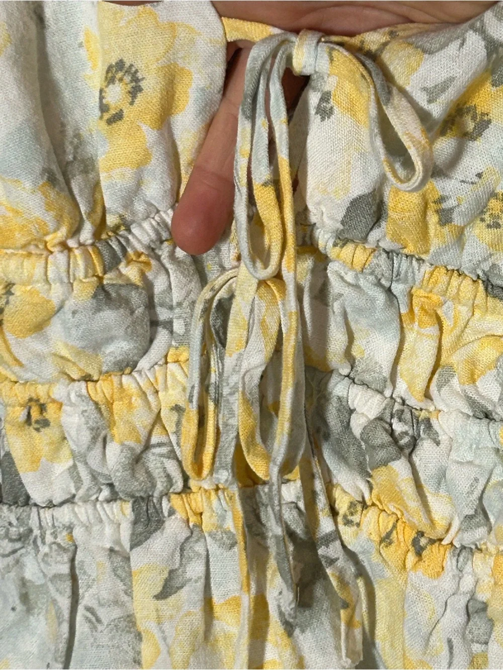 Hollister Floral Linen Blend Cinch Waist Peplum w/ Bows and Cutout
